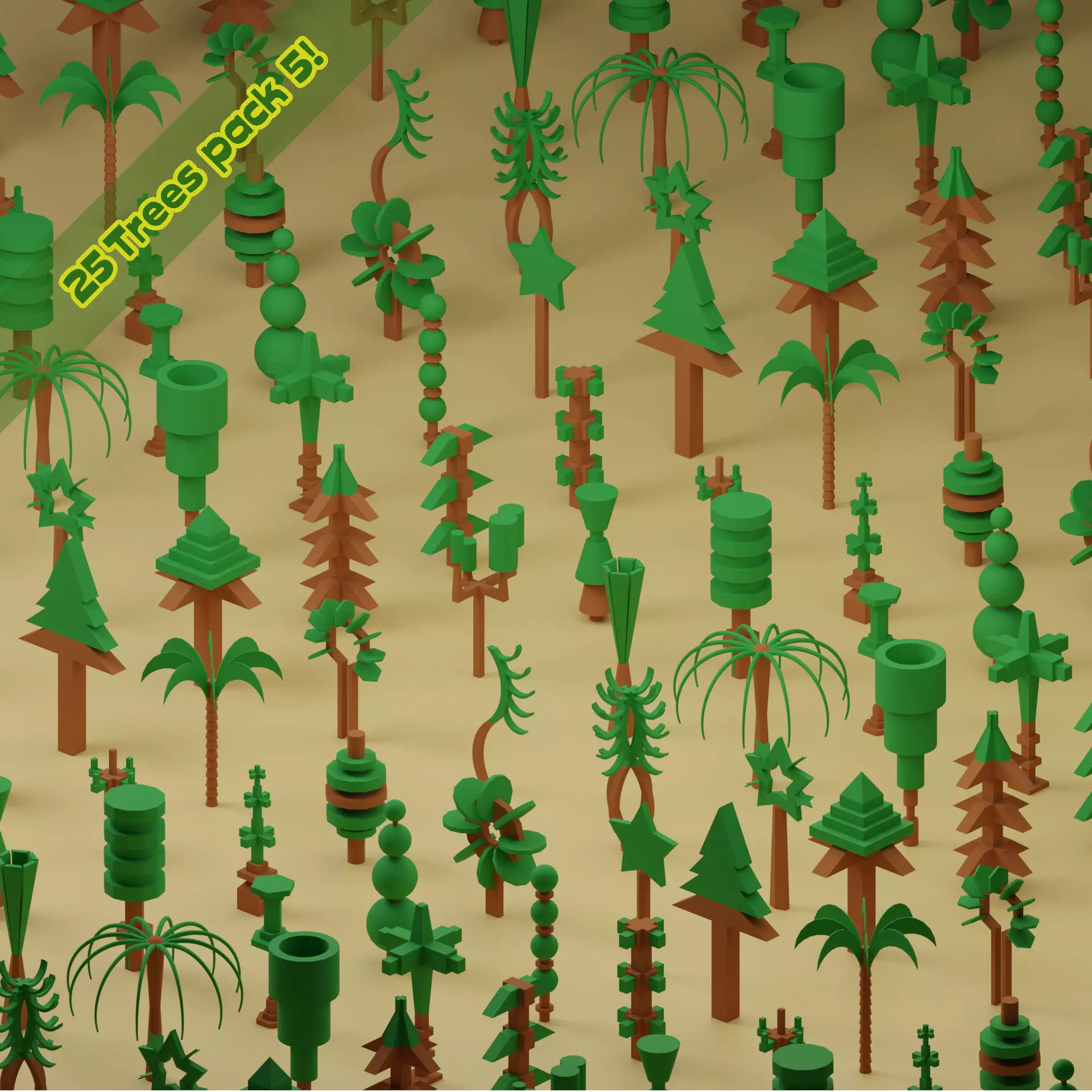 Low Poly Trees Collection - 25 trees pack 5 Low-poly 3D model_0