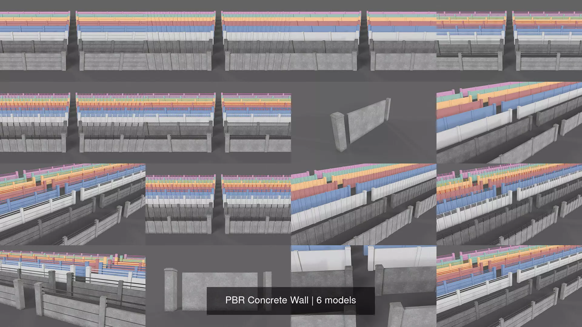 PBR Concrete Wall 3D Model Collection_7