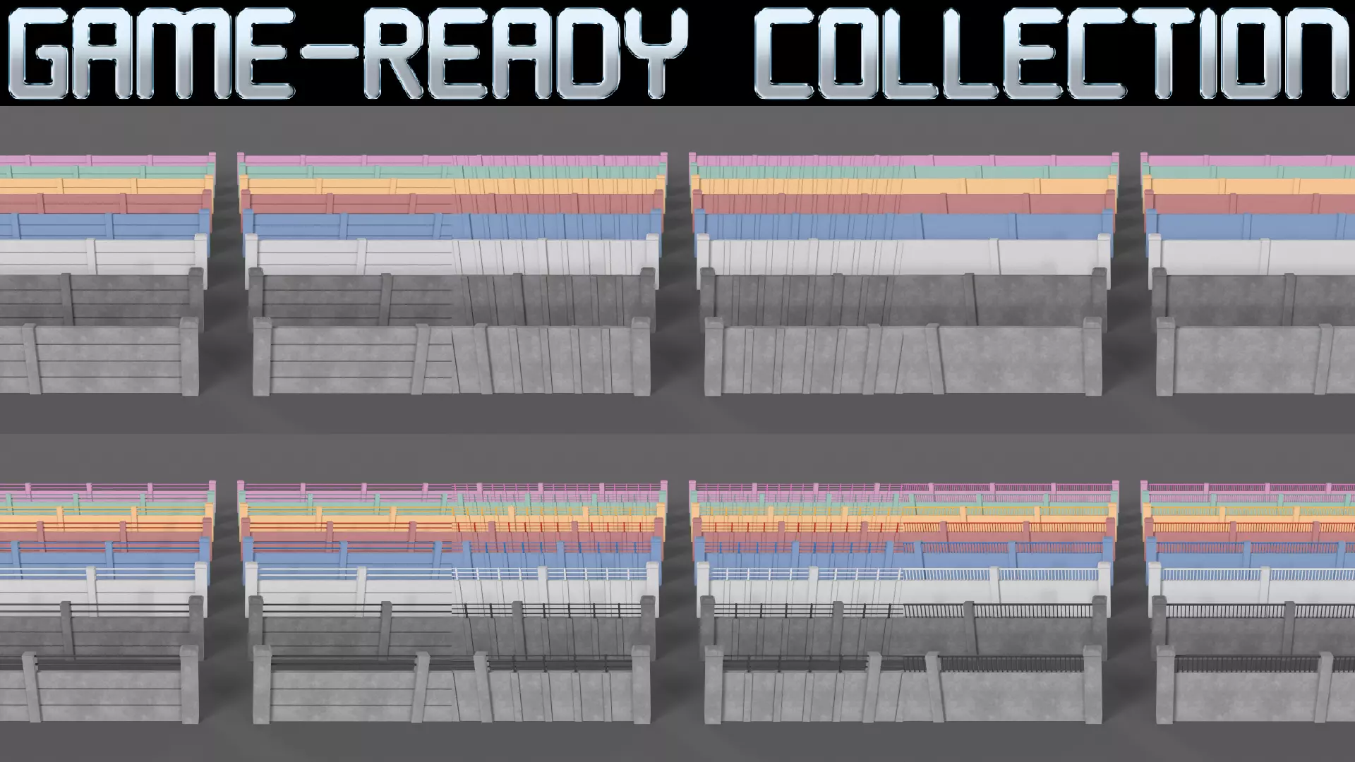 PBR Concrete Wall 3D Model Collection_0