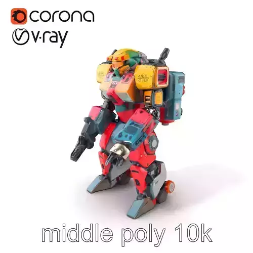 Brightly Colored Humanoid Military Robot model pack