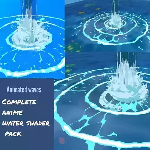 anime style waterfall complete pack of 8 3D model