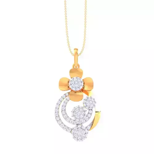 3D Printable Cad jewelry design of Lady diamond Pendant