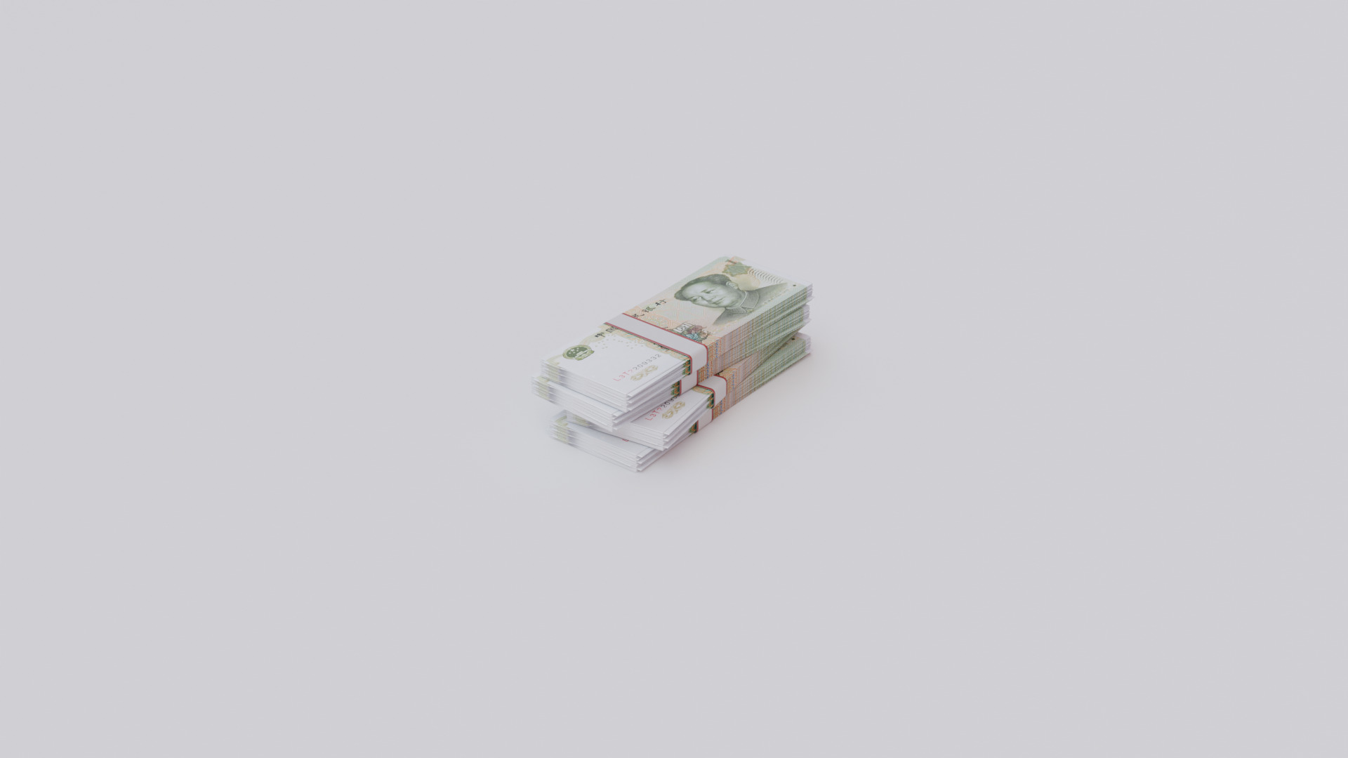 1 Chinese renminbi CNH Currency Low-poly 3D model_5