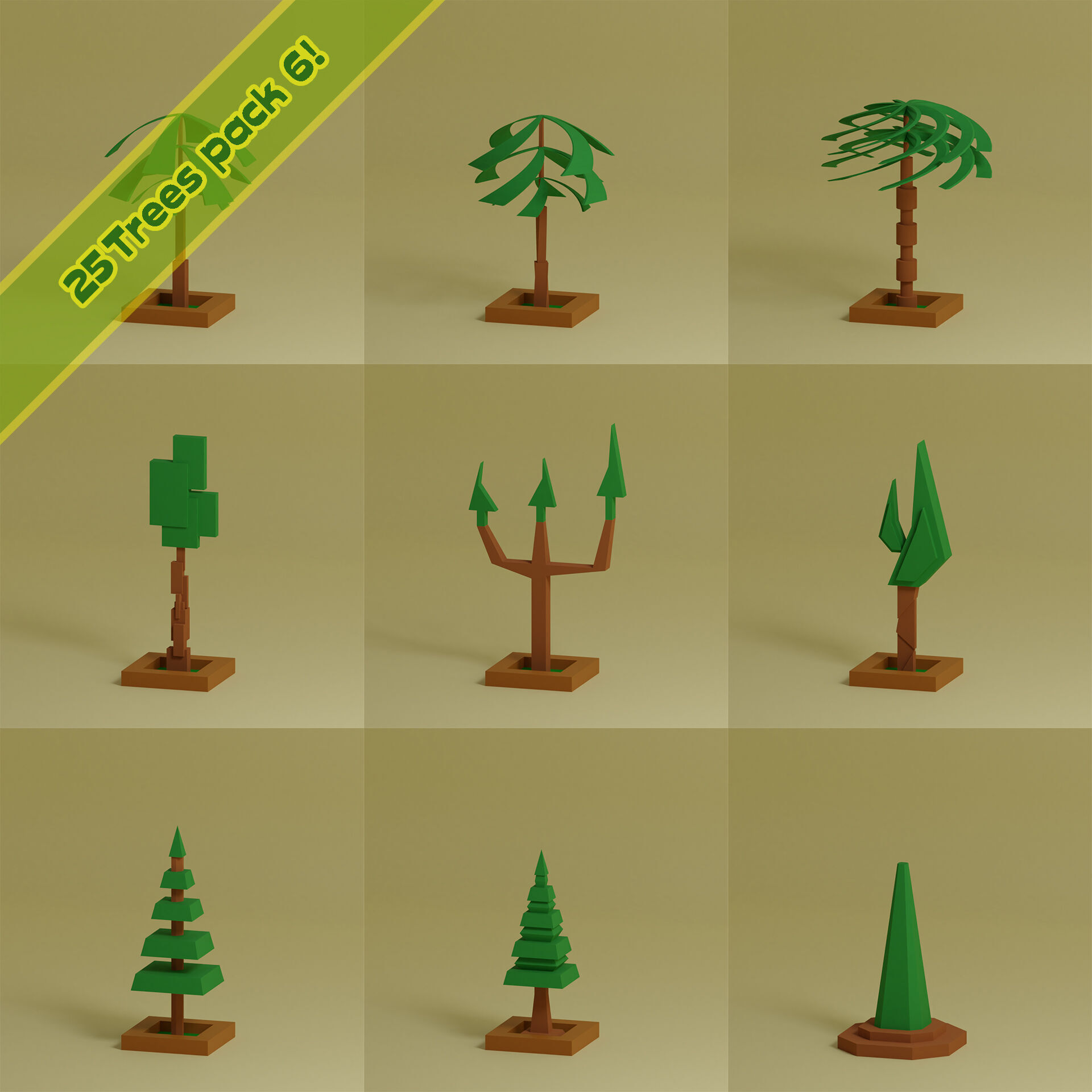 Low Poly Trees Collection - 25 trees pack 6 Low-poly 3D model_4