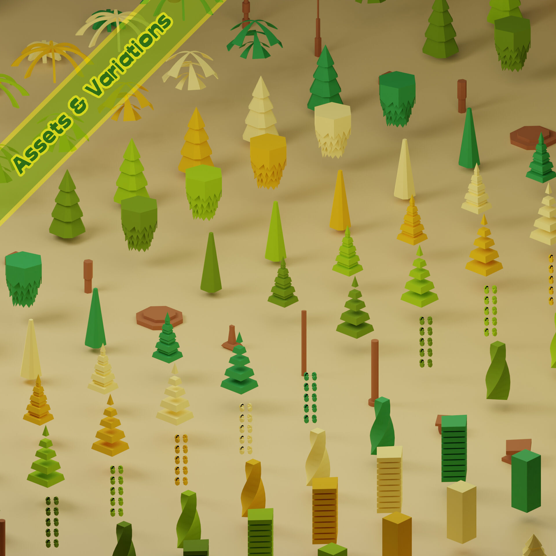 Low Poly Trees Collection - 25 trees pack 6 Low-poly 3D model_2