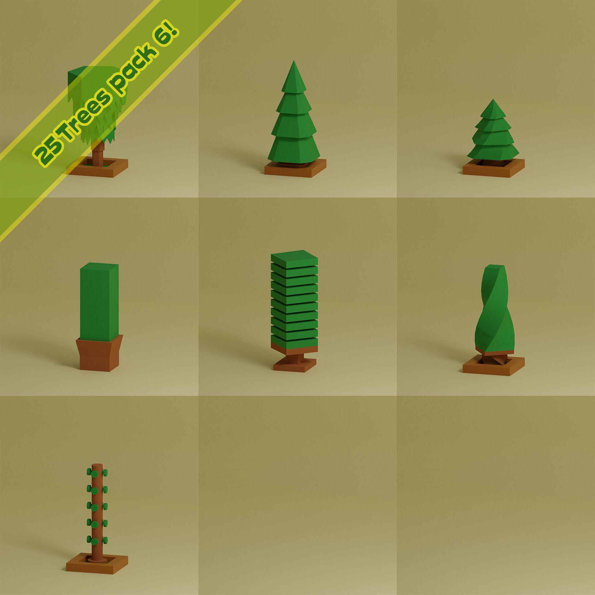 Low Poly Trees Collection - 25 trees pack 6 Low-poly 3D model_5