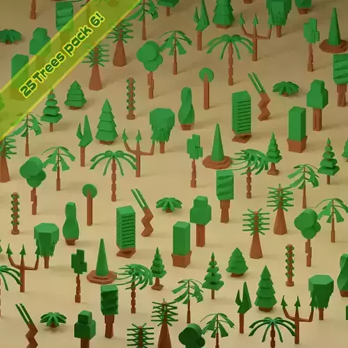 Low Poly Trees Collection - 25 trees pack 6 Low-poly 3D model