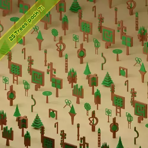 Low Poly Trees Collection - 25 trees  pack 7 Low-poly 3D model