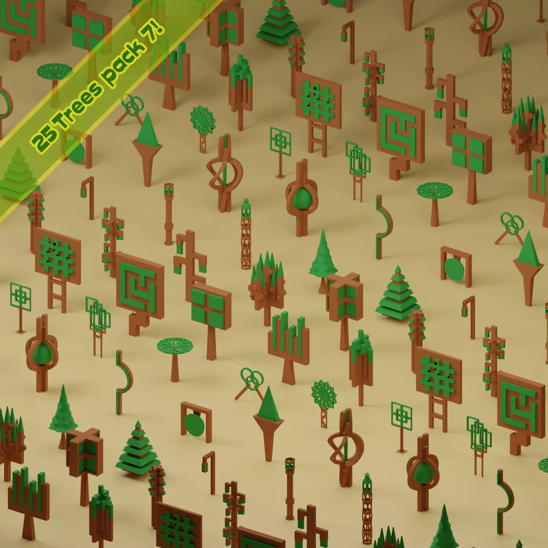 Low Poly Trees Collection - 25 trees  pack 7 Low-poly 3D model_0