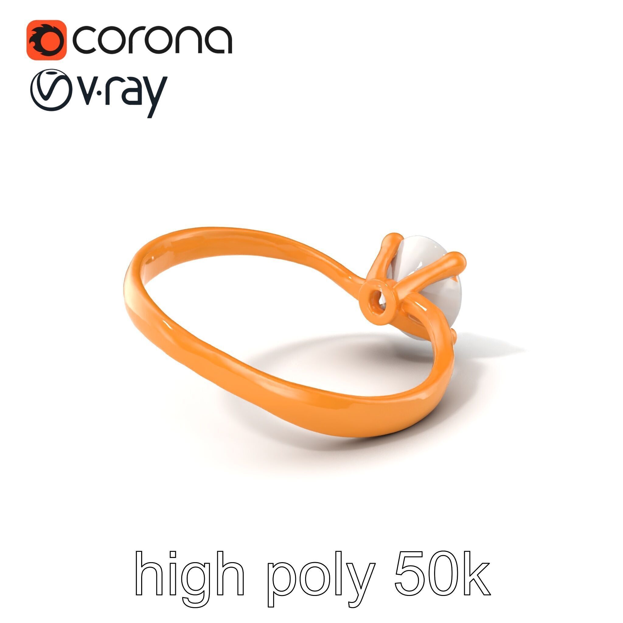 Exquisite Diamond Ring Rose Gold Band model pack Low-poly 3D model_2
