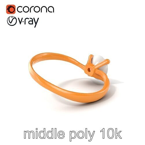 Exquisite Diamond Ring Rose Gold Band model pack Low-poly 3D model