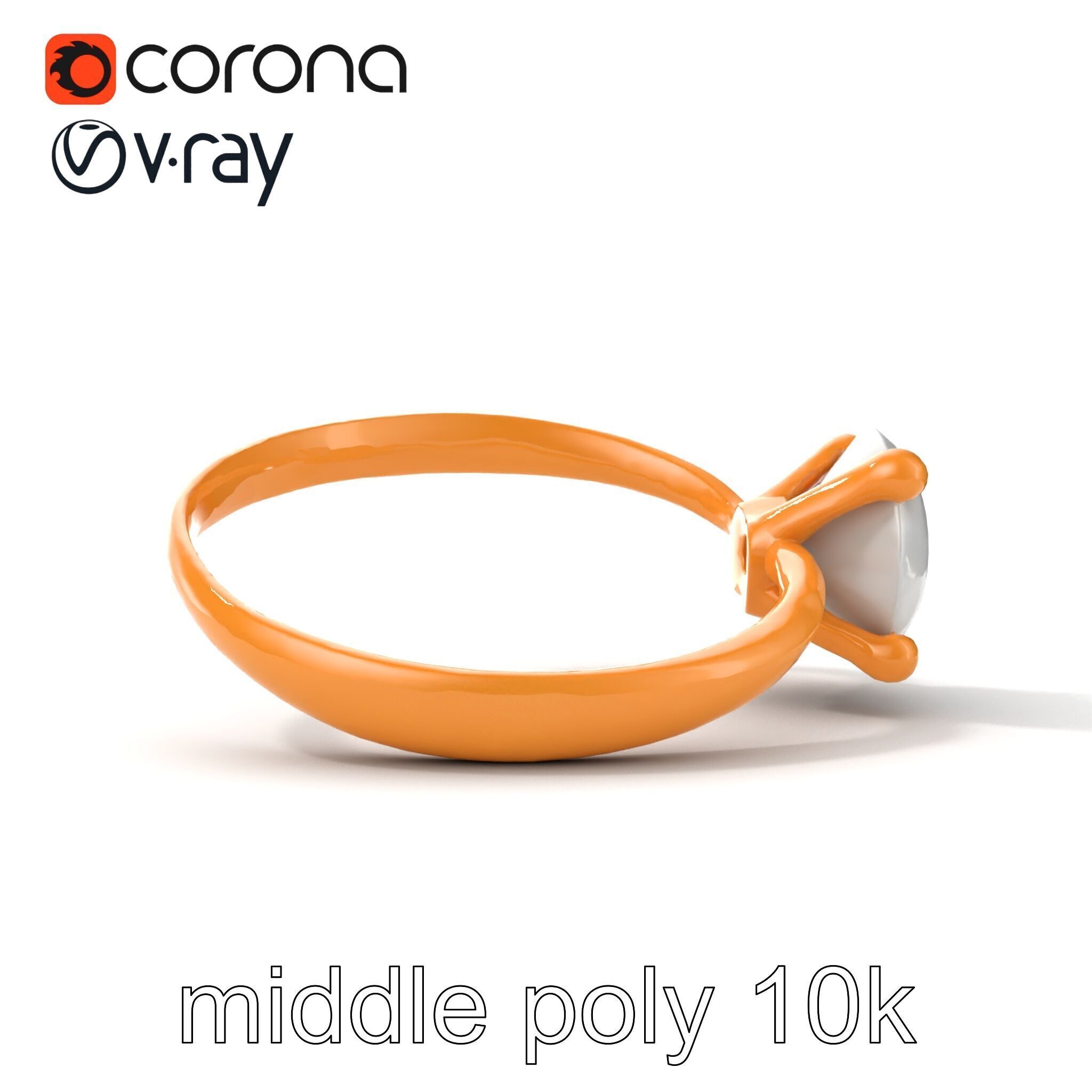 Exquisite Diamond Ring Rose Gold Band model pack Low-poly 3D model_17