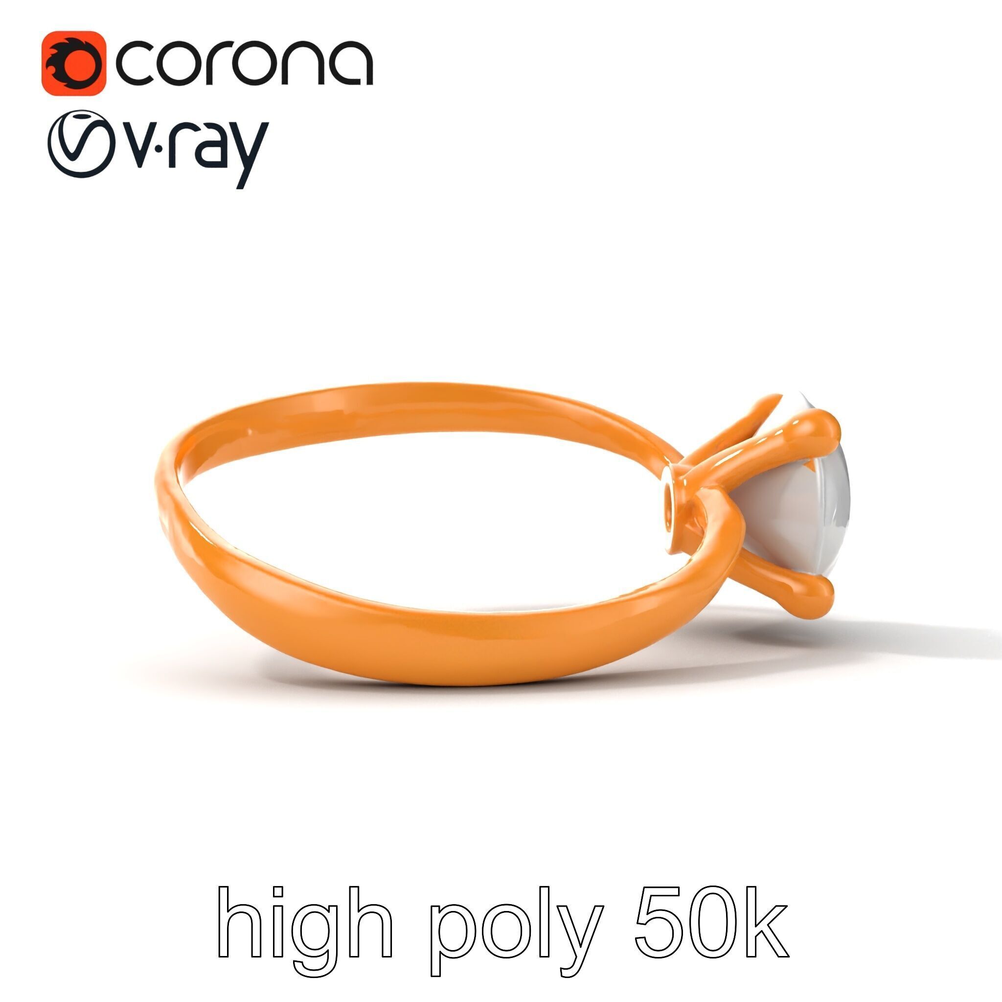 Exquisite Diamond Ring Rose Gold Band model pack Low-poly 3D model_26