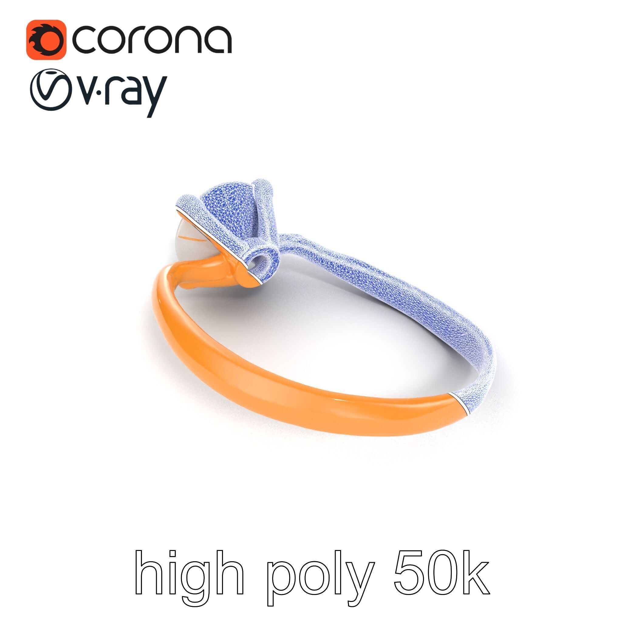 Exquisite Diamond Ring Rose Gold Band model pack Low-poly 3D model_23