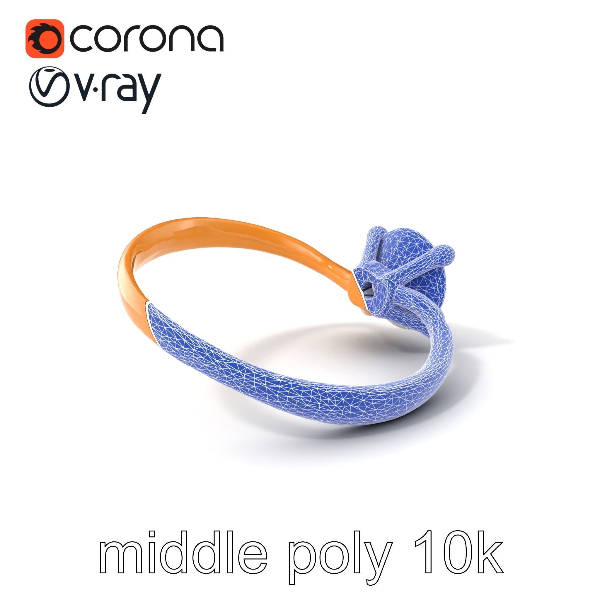 Exquisite Diamond Ring Rose Gold Band model pack Low-poly 3D model_6
