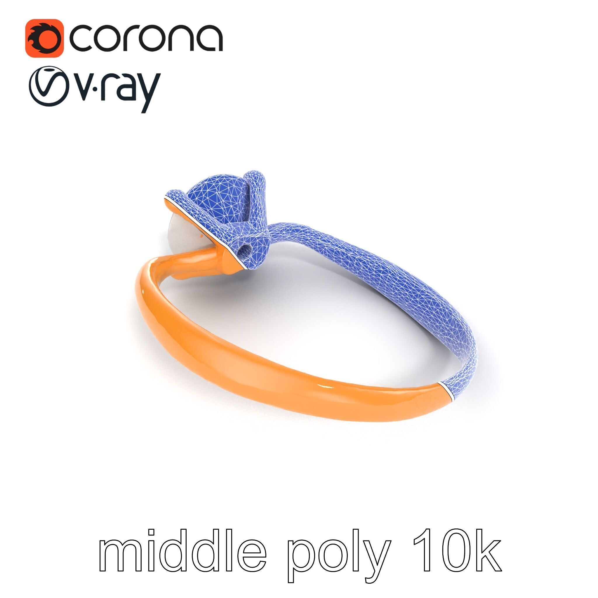 Exquisite Diamond Ring Rose Gold Band model pack Low-poly 3D model_28