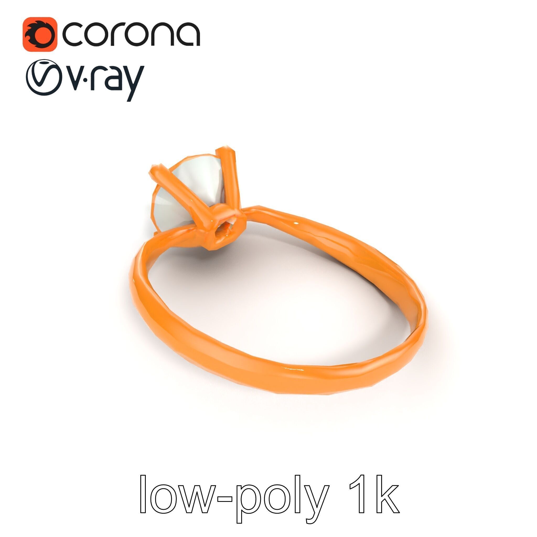 Exquisite Diamond Ring Rose Gold Band model pack Low-poly 3D model_21