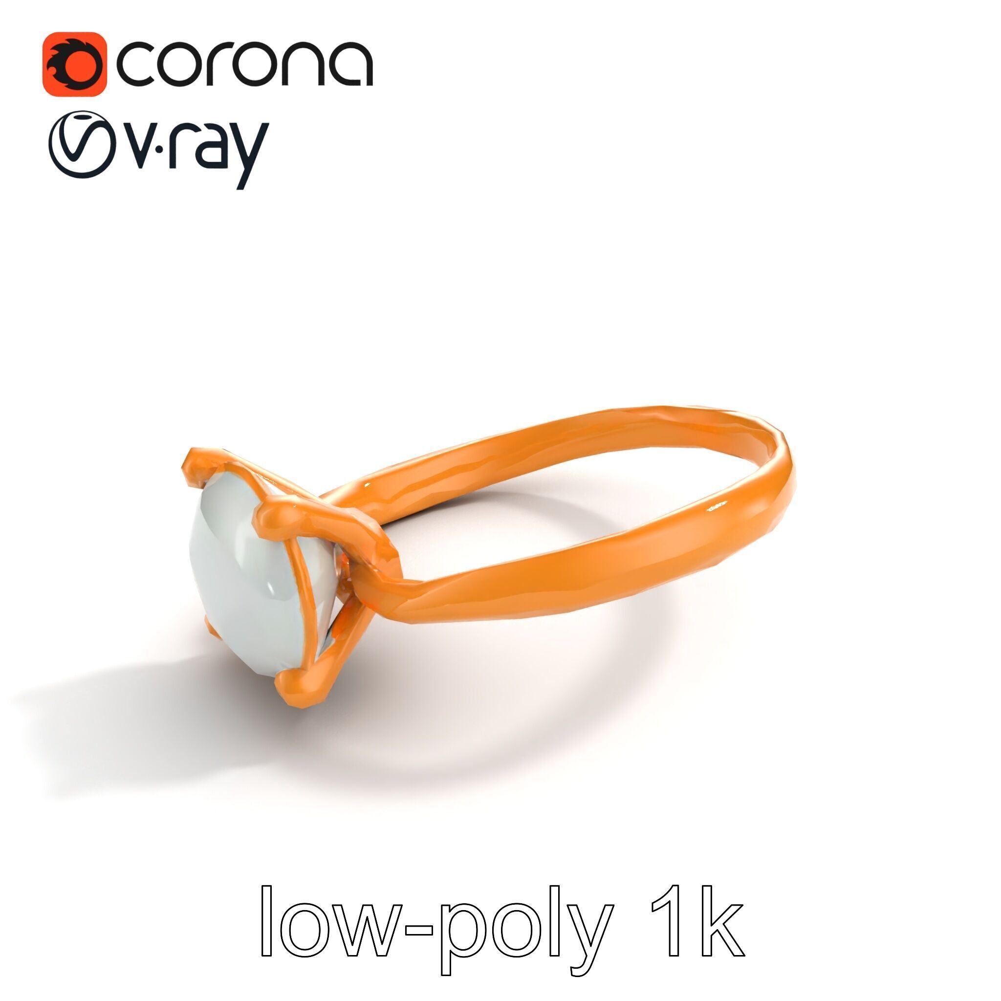 Exquisite Diamond Ring Rose Gold Band model pack Low-poly 3D model_9