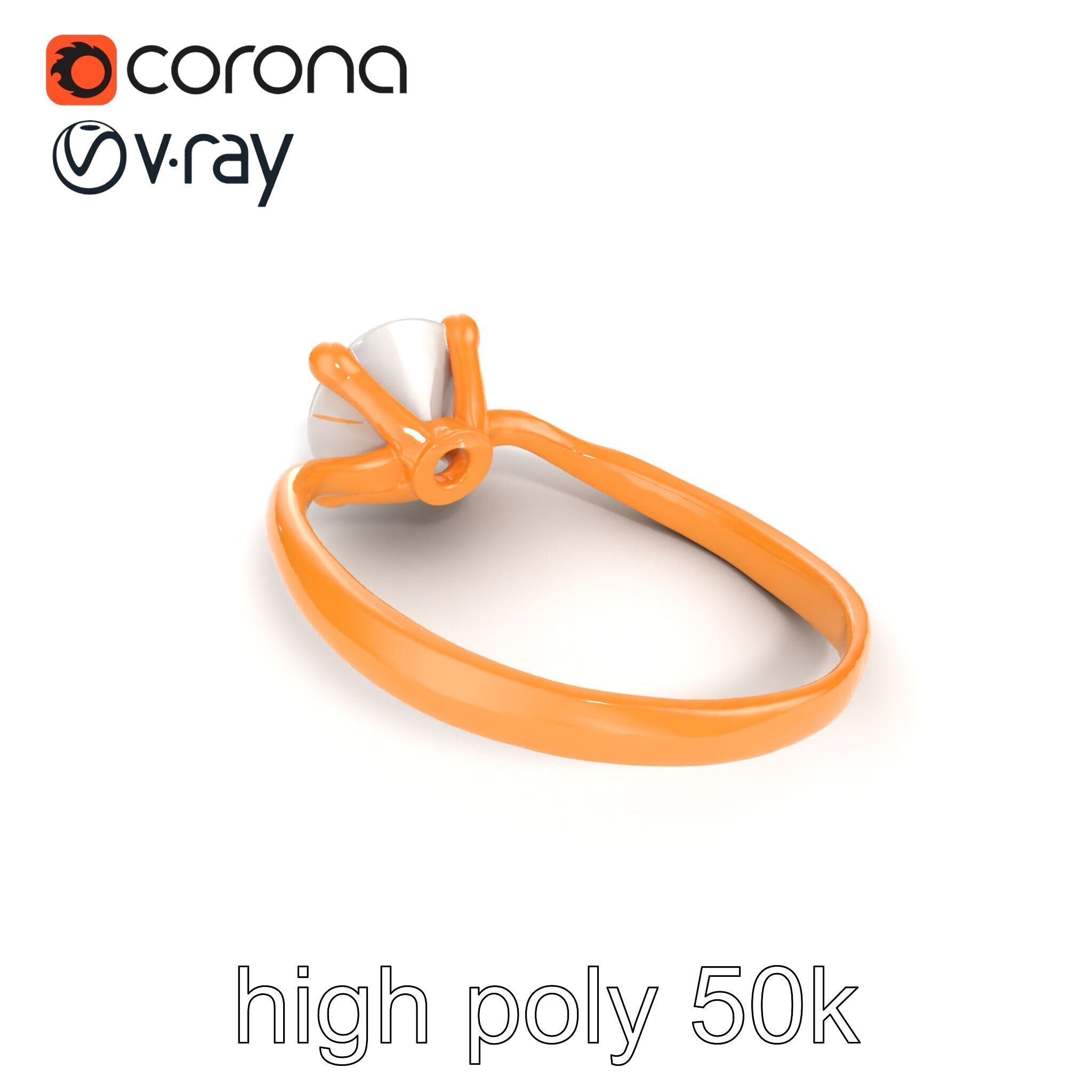 Exquisite Diamond Ring Rose Gold Band model pack Low-poly 3D model_24