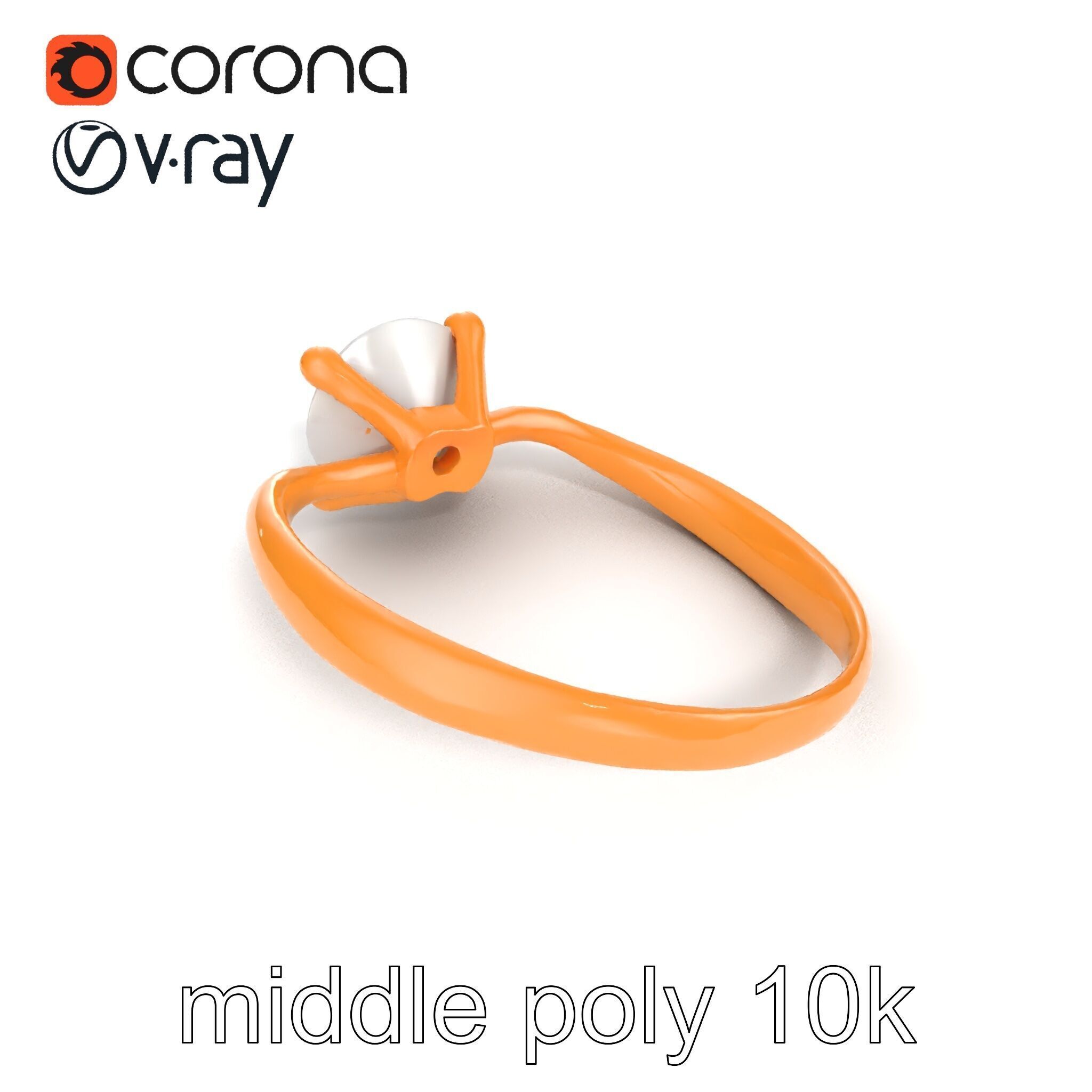 Exquisite Diamond Ring Rose Gold Band model pack Low-poly 3D model_19