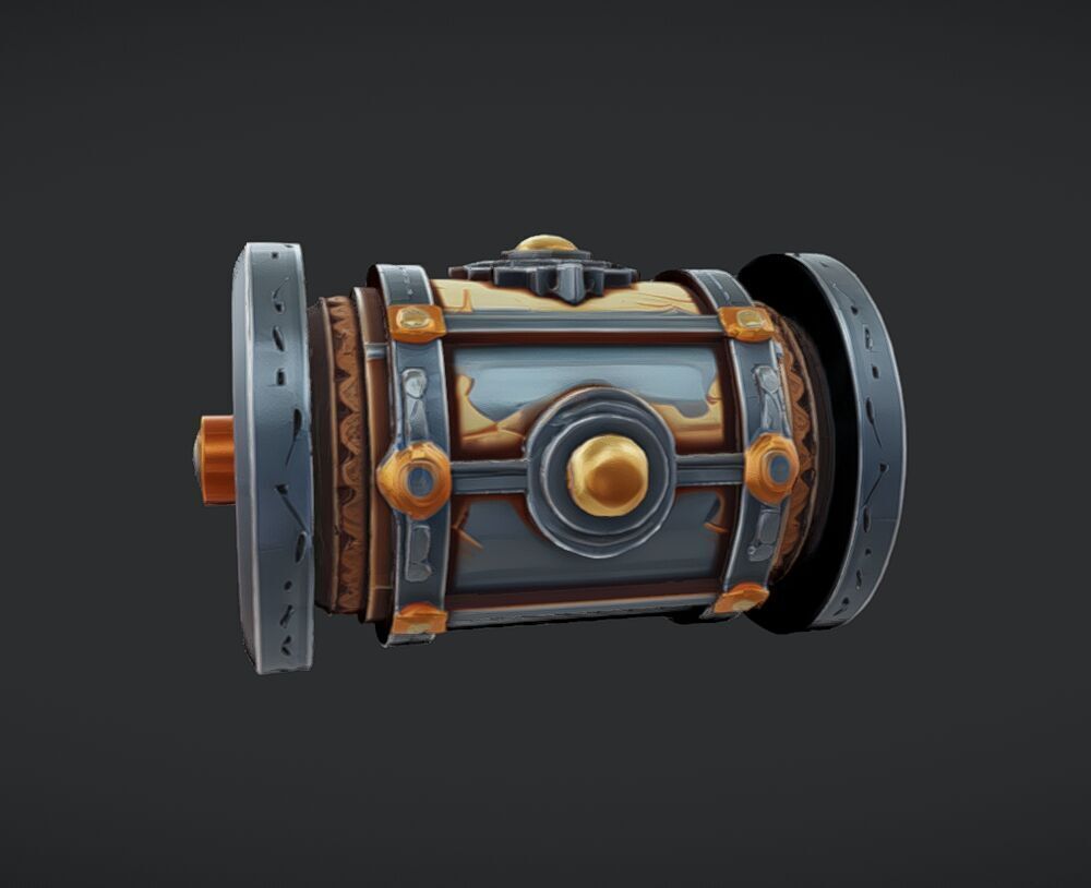 ornate cylindrical artifact 3D model_10