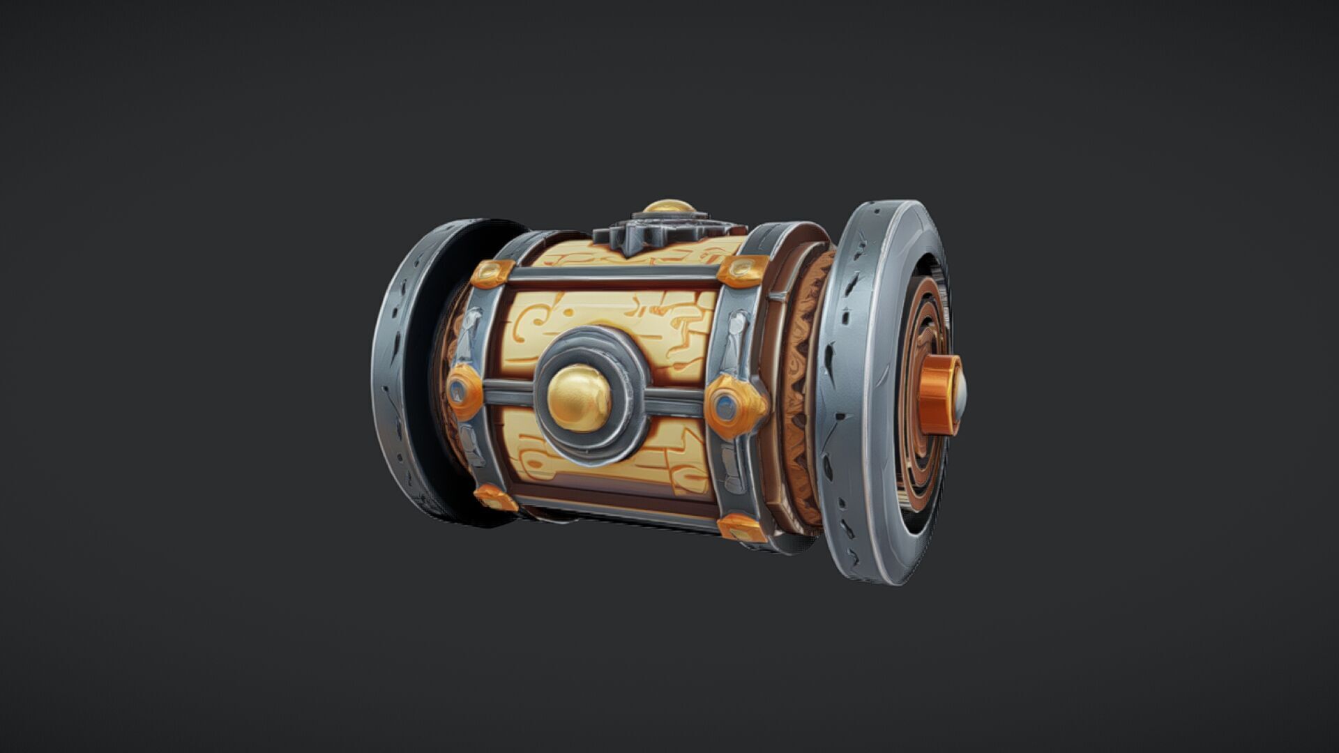ornate cylindrical artifact 3D model_15