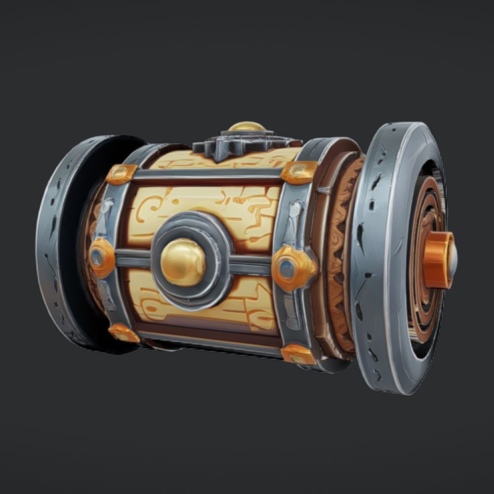 ornate cylindrical artifact 3D model_1