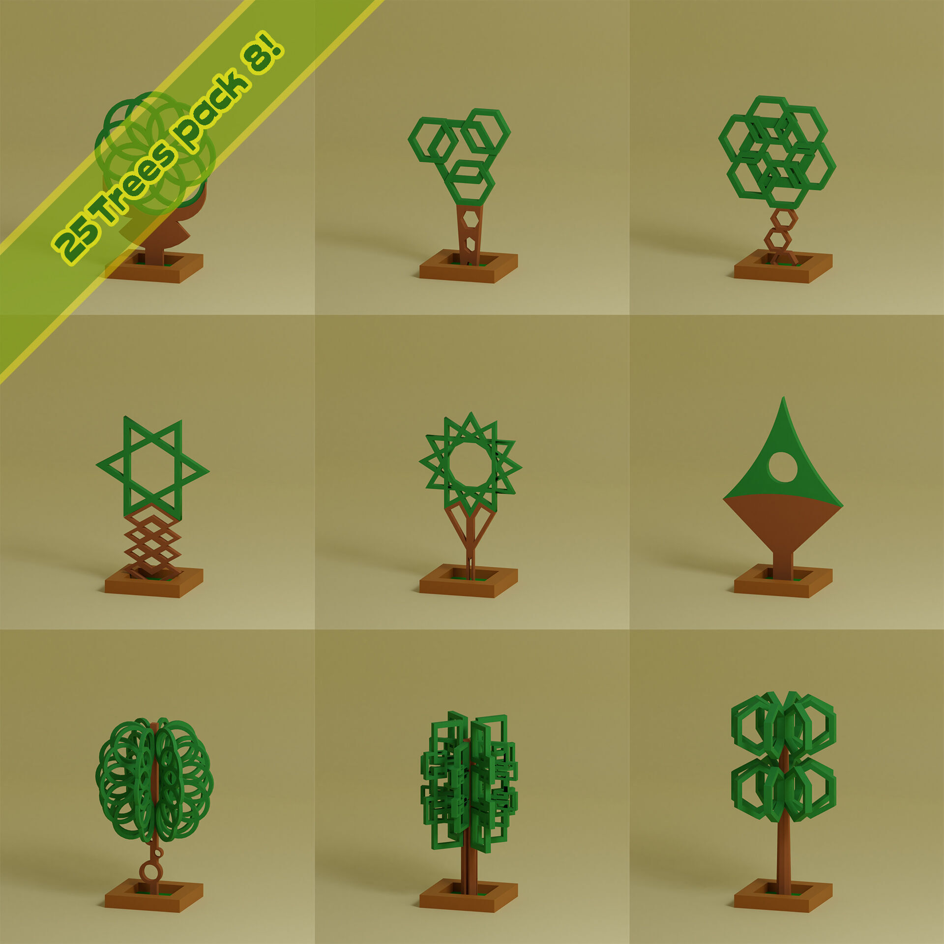Low Poly Trees Collection - 25 trees pack 8 Low-poly 3D model_4