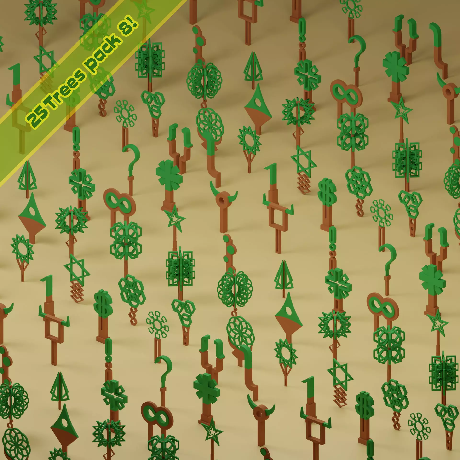 Low Poly Trees Collection - 25 trees pack 8 Low-poly 3D model_0