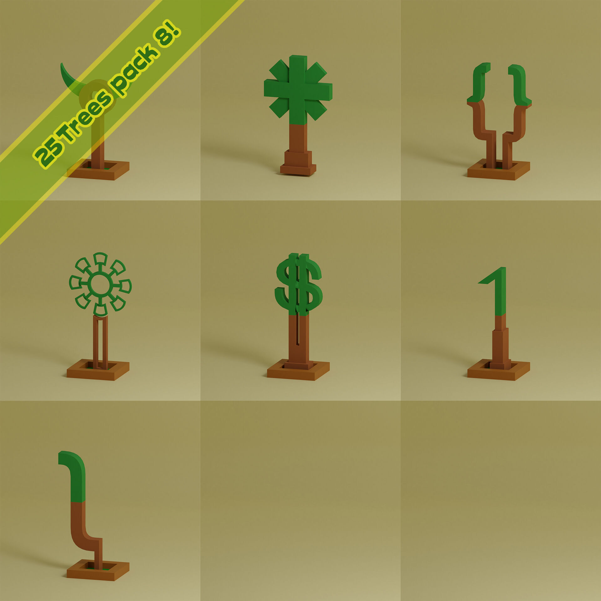 Low Poly Trees Collection - 25 trees pack 8 Low-poly 3D model_3