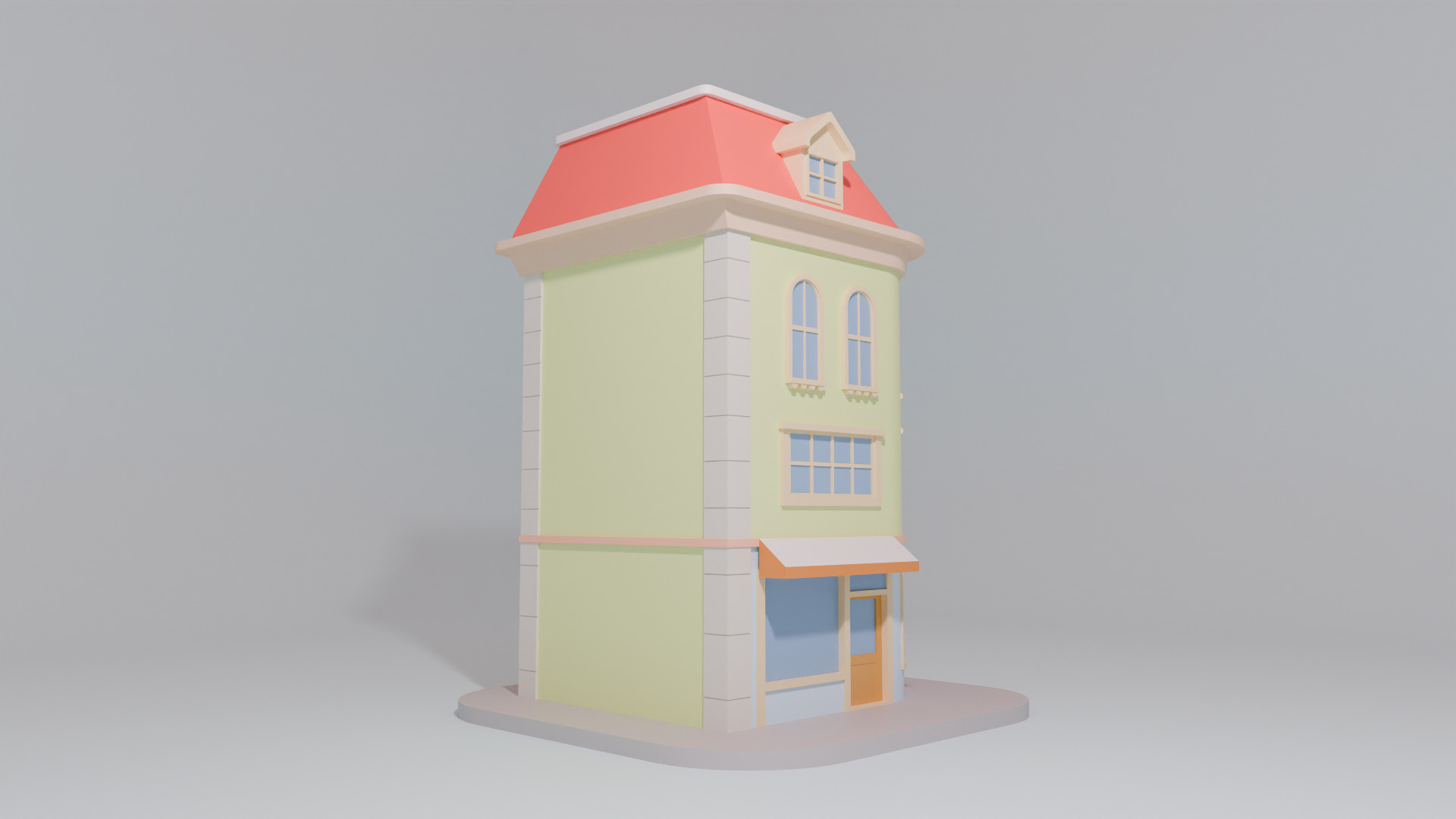 Cartoon Corner House Low-poly 3D model_4
