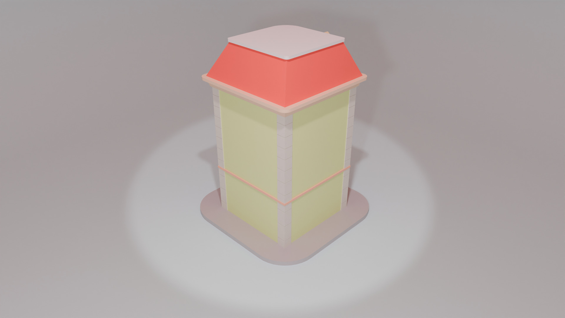 Cartoon Corner House Low-poly 3D model_7