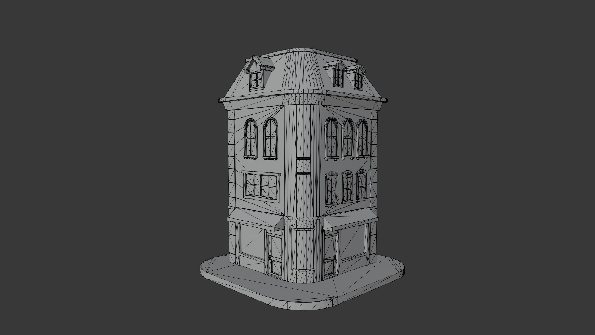 Cartoon Corner House Low-poly 3D model_9