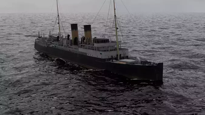 Ship in the Middle of Ocean Animation 3D model