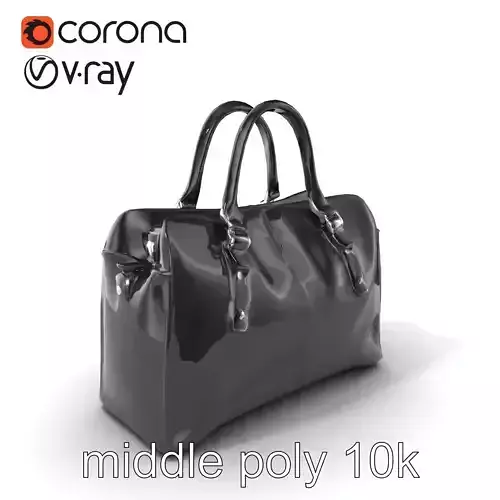 Glossy Black Leather Handbag Model Pack
