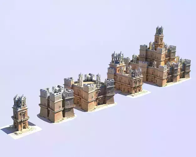 Fortress citadel Pack 5 Low-poly 3D model