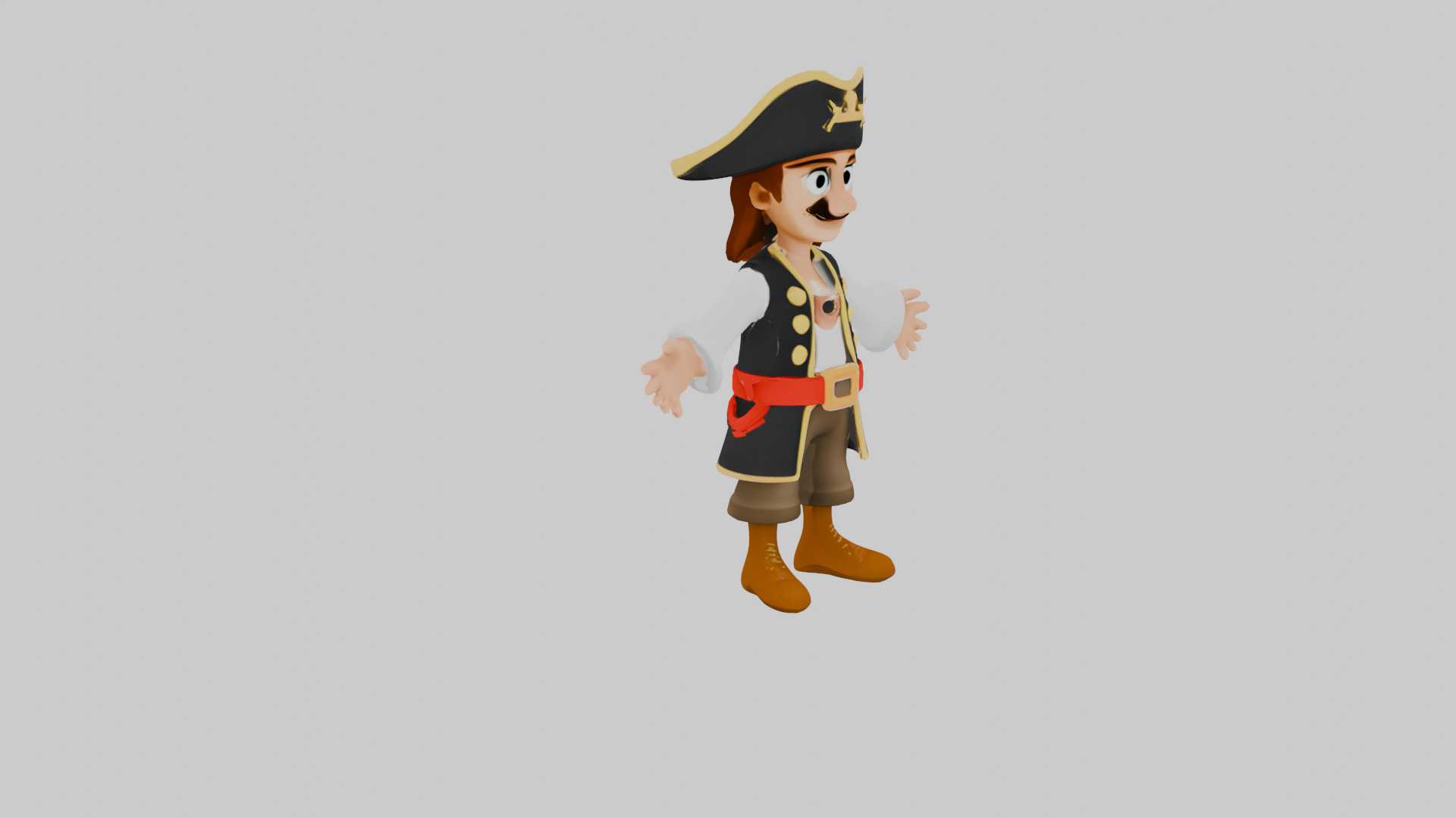 3D Cartoon Pirate Character TPose Game Ready 3D model_3