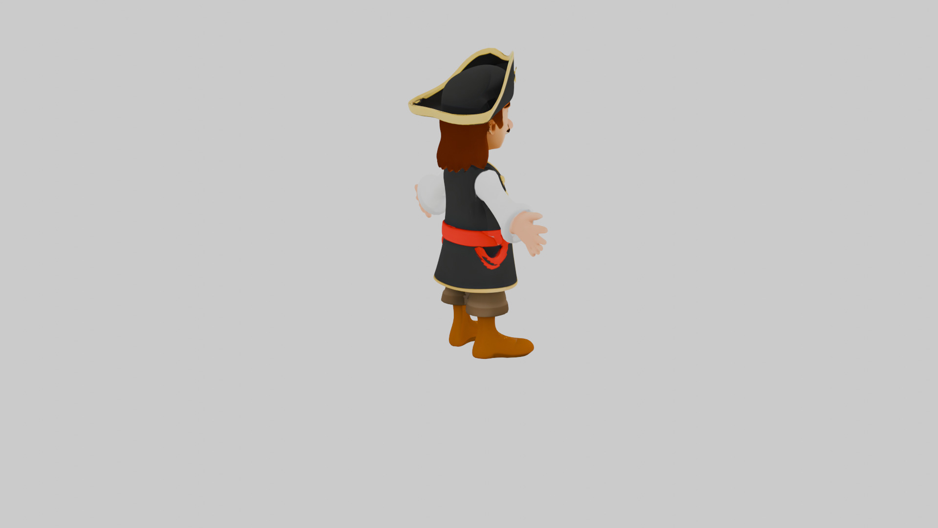 3D Cartoon Pirate Character TPose Game Ready 3D model_4