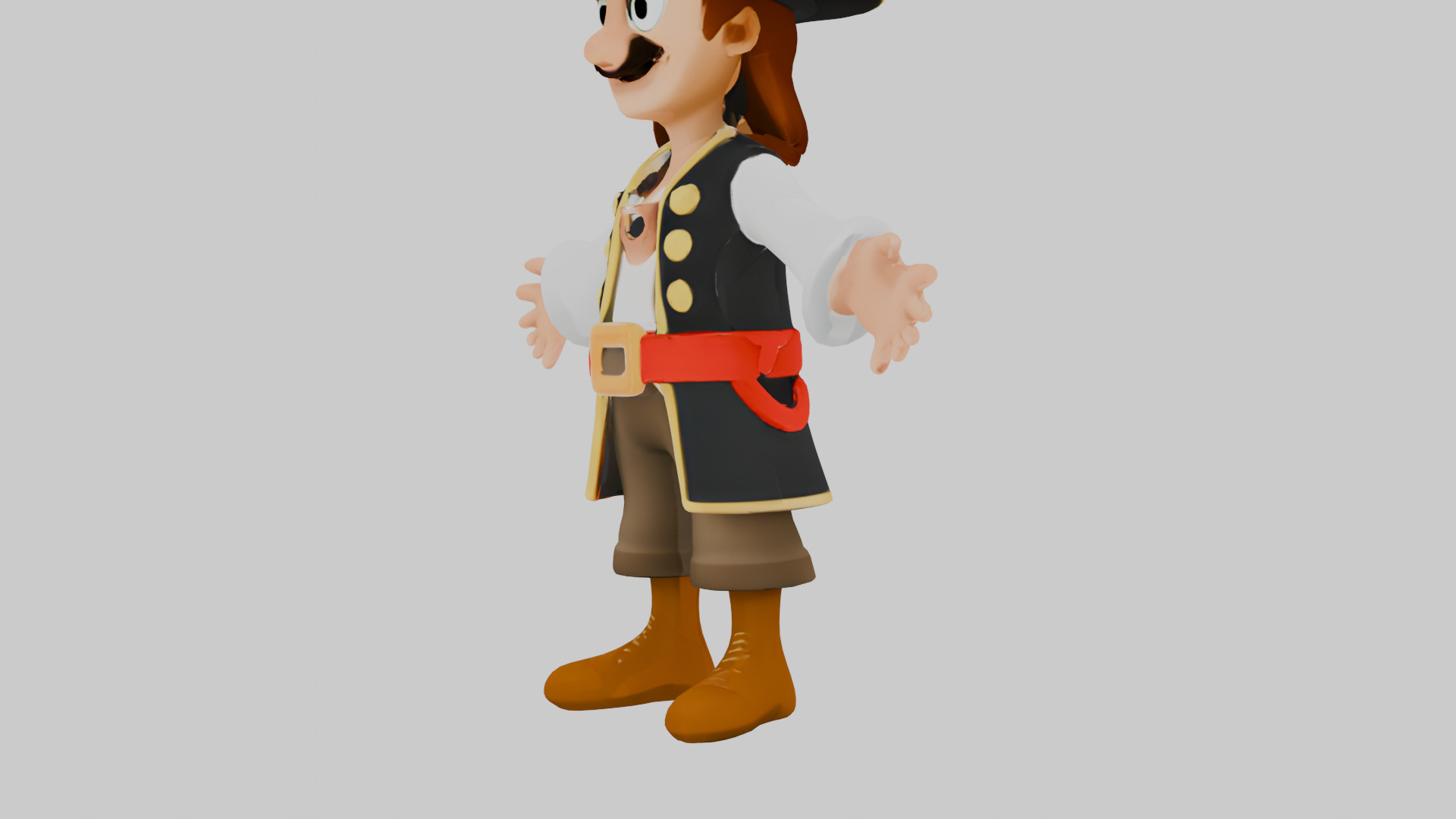 3D Cartoon Pirate Character TPose Game Ready 3D model_2