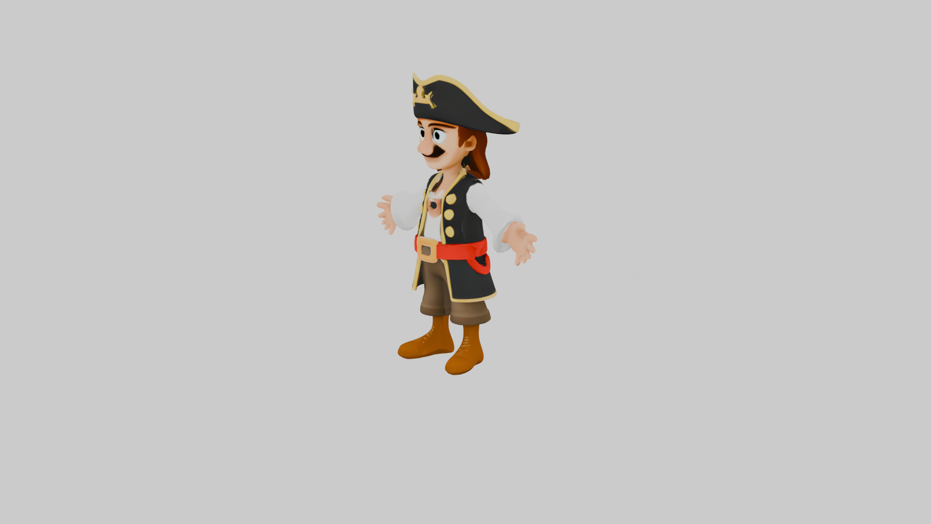 3D Cartoon Pirate Character TPose Game Ready 3D model_1
