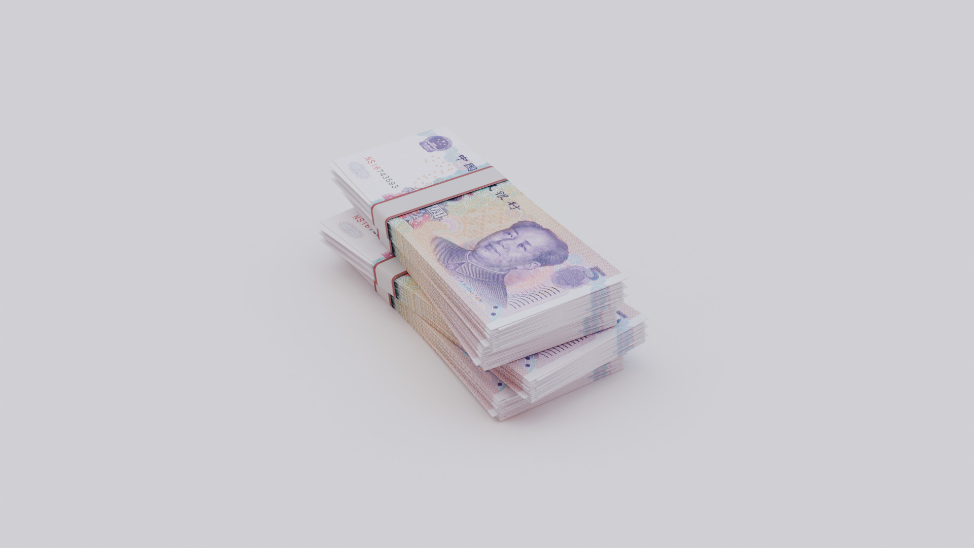 5 Chinese renminbi CNH Currency Low-poly 3D model_2