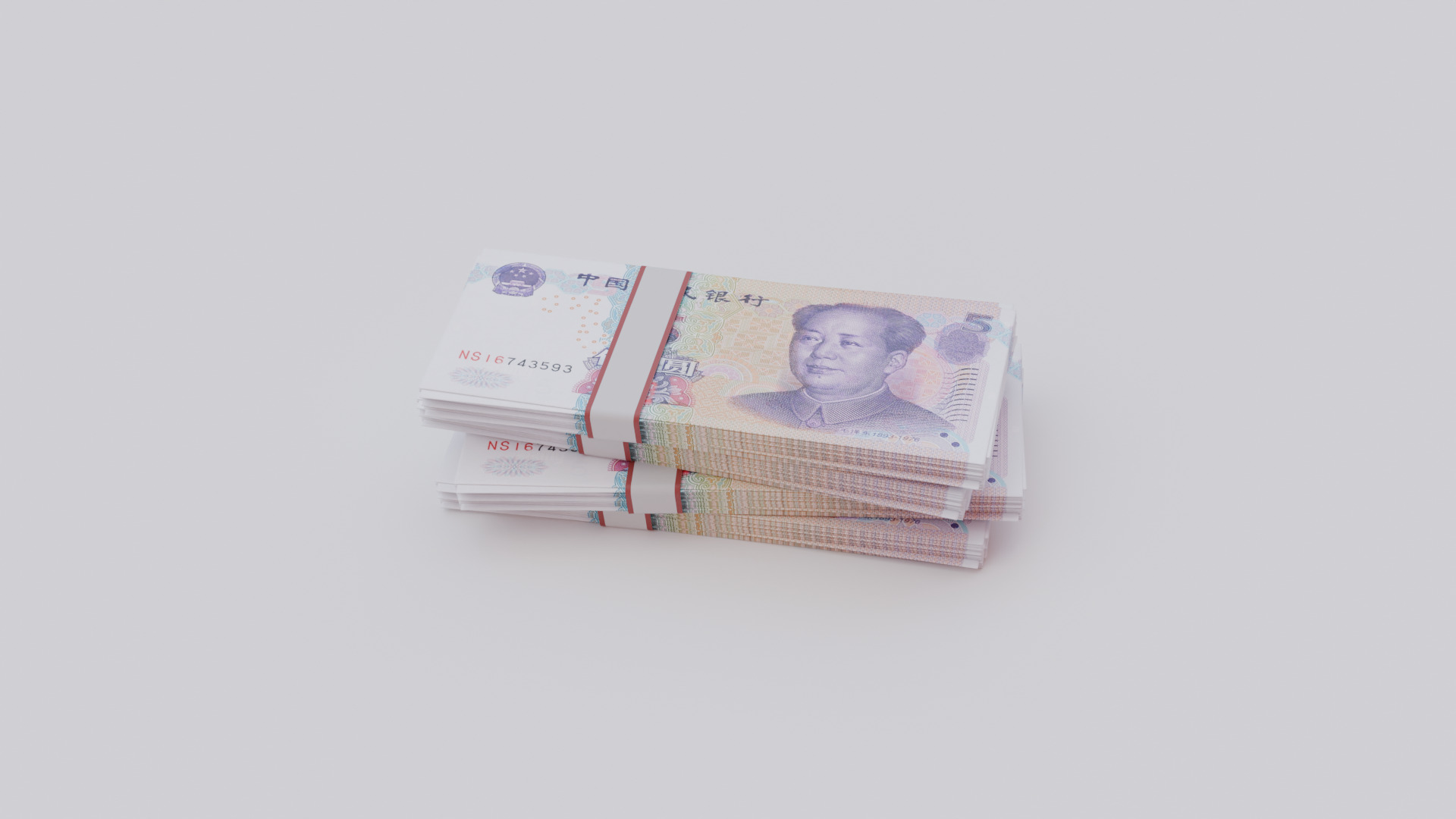 5 Chinese renminbi CNH Currency Low-poly 3D model_1