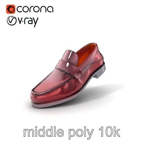 Burgundy Leather Loafer Model Pack Low-poly 3D model