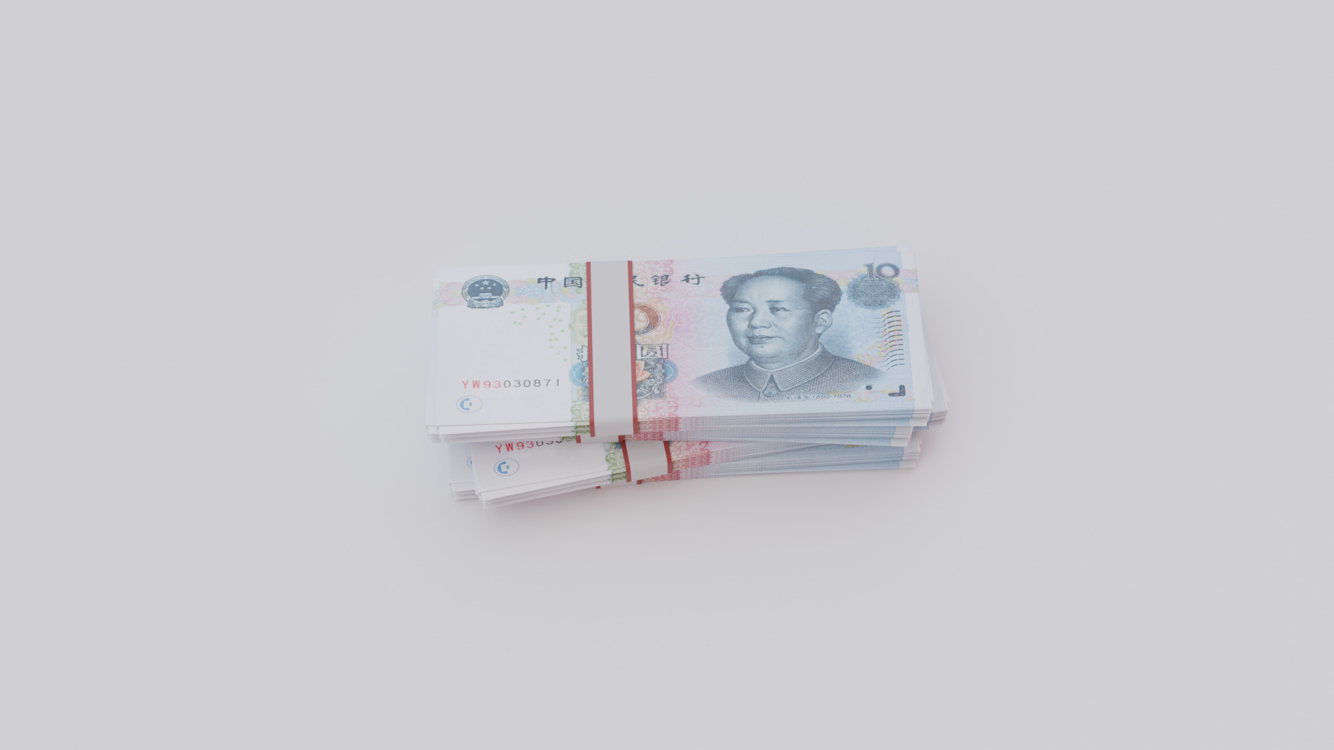 10 Chinese renminbi CNH Currency Low-poly 3D model_5