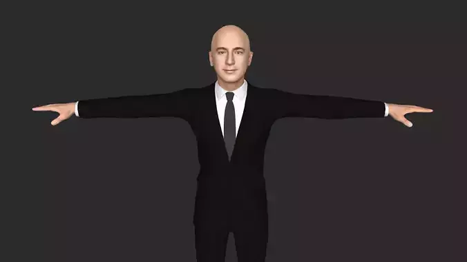 Jeff Bezos Hyper Realistic Full Body Fully Rigged 3D Character