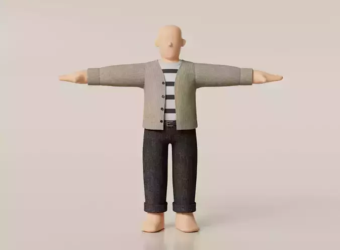 Cartoon Style Male Character Stylish Clothes 3D model