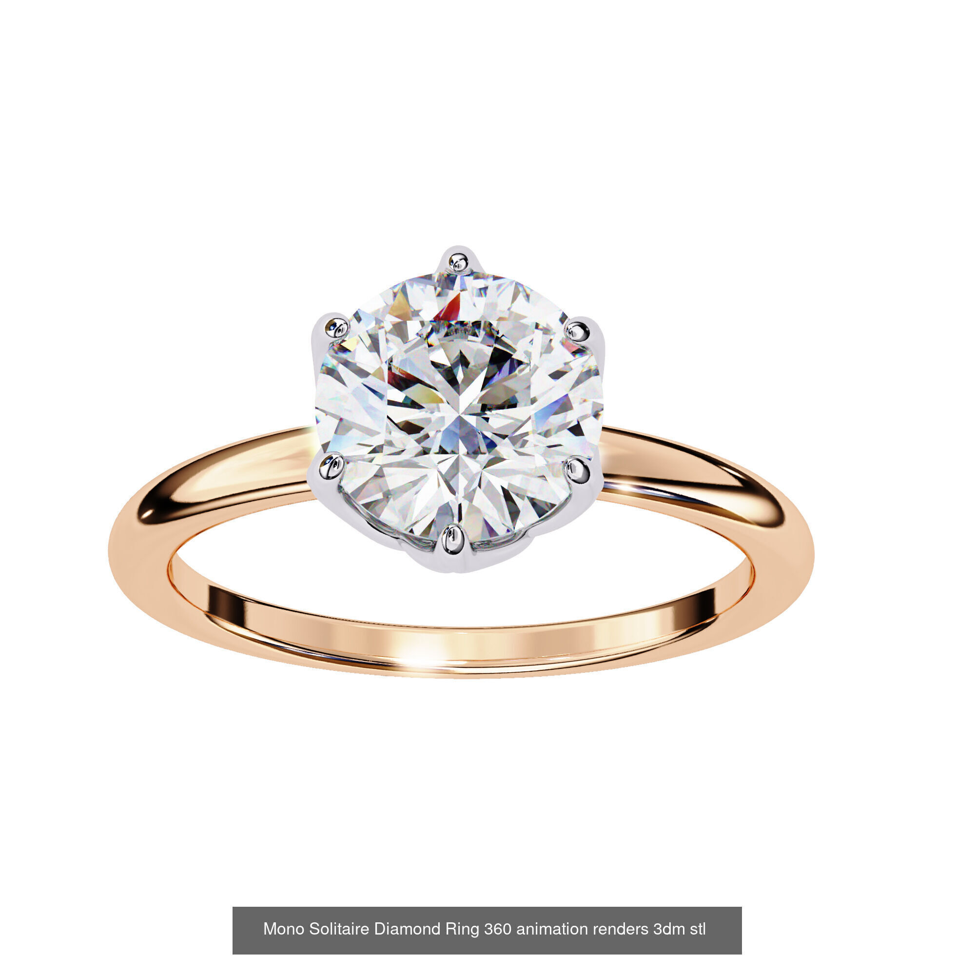 96 Solitaire Diamond Ring 360 animation renders PART-1 3D Model Collection_76