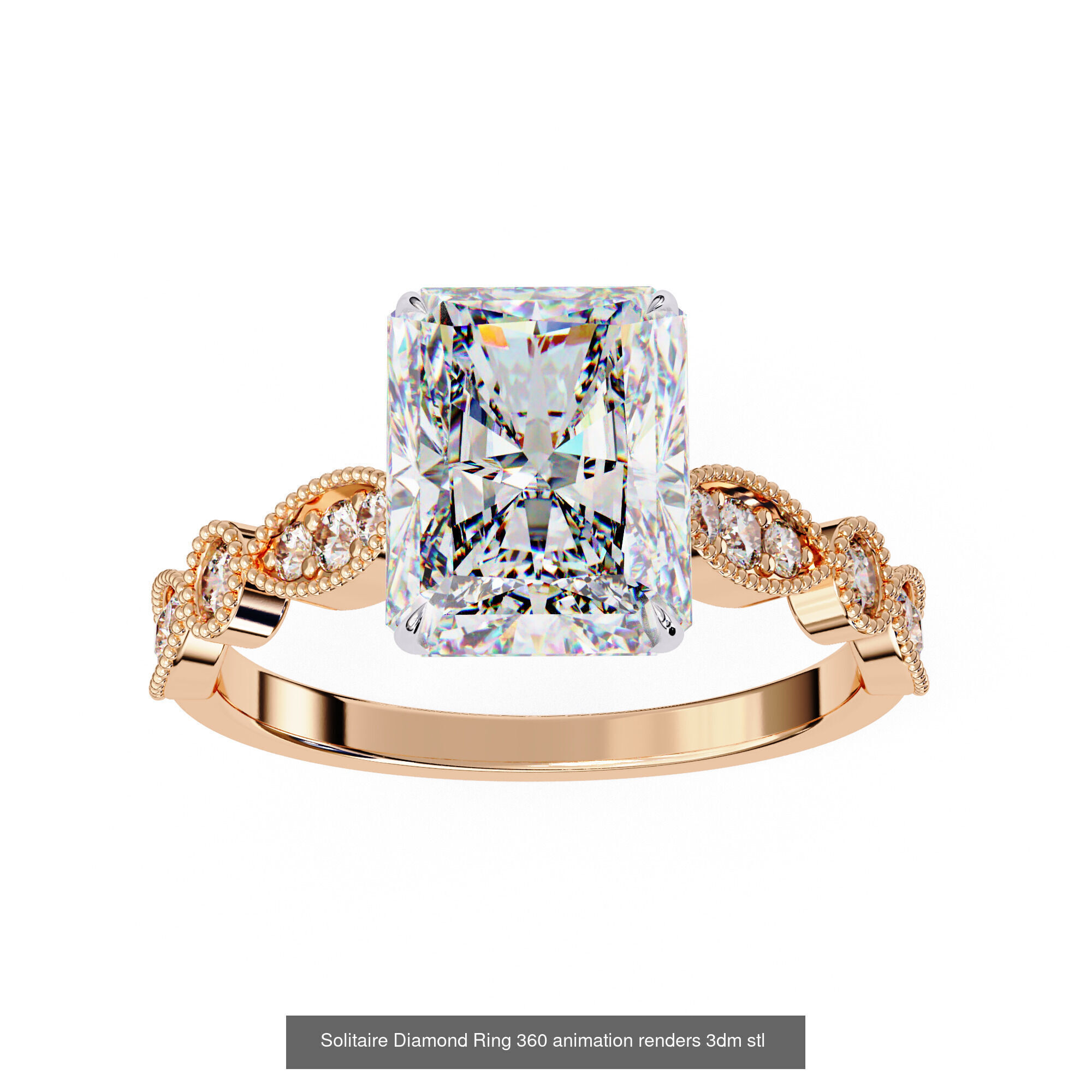 96 Solitaire Diamond Ring 360 animation renders PART-1 3D Model Collection_42