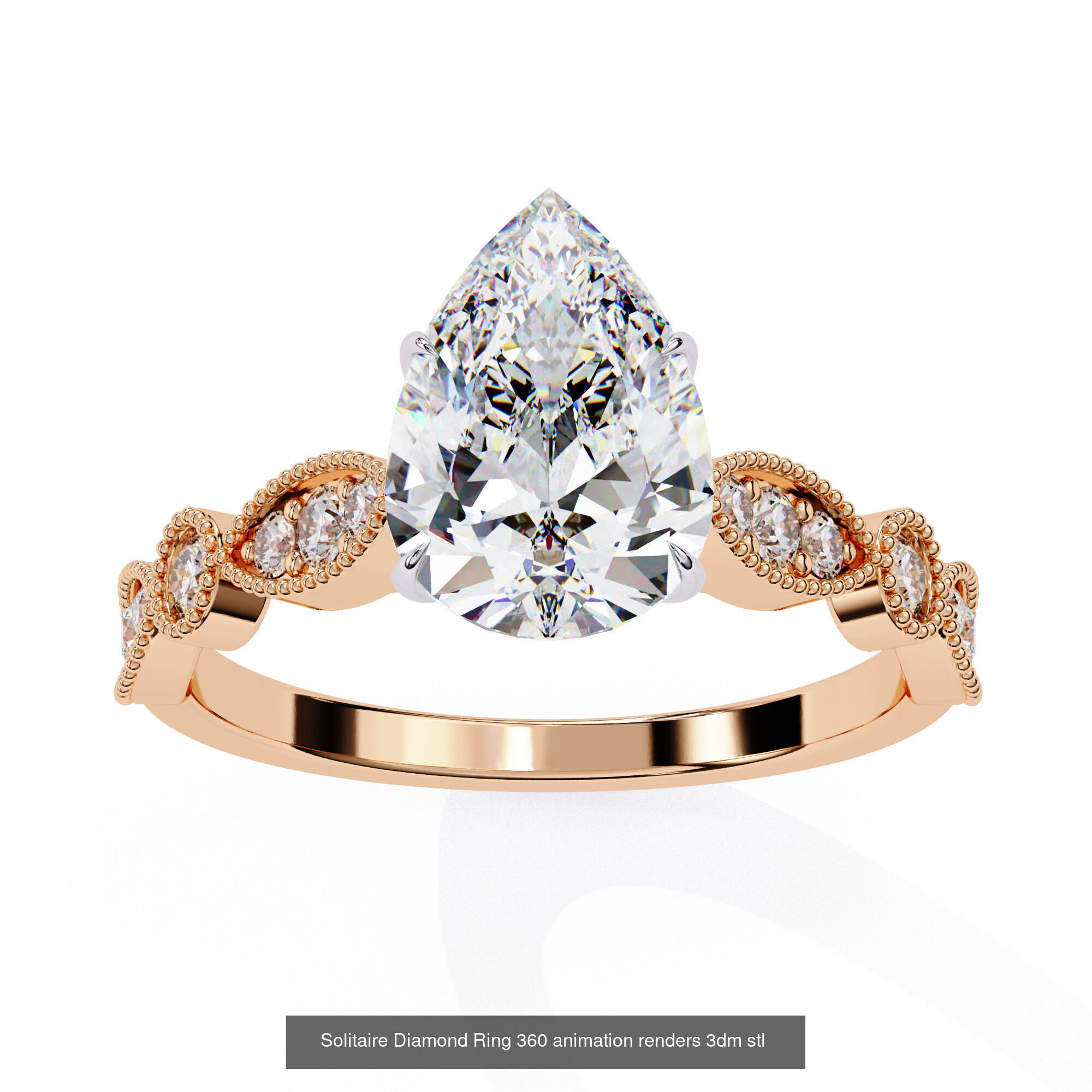 96 Solitaire Diamond Ring 360 animation renders PART-1 3D Model Collection_46