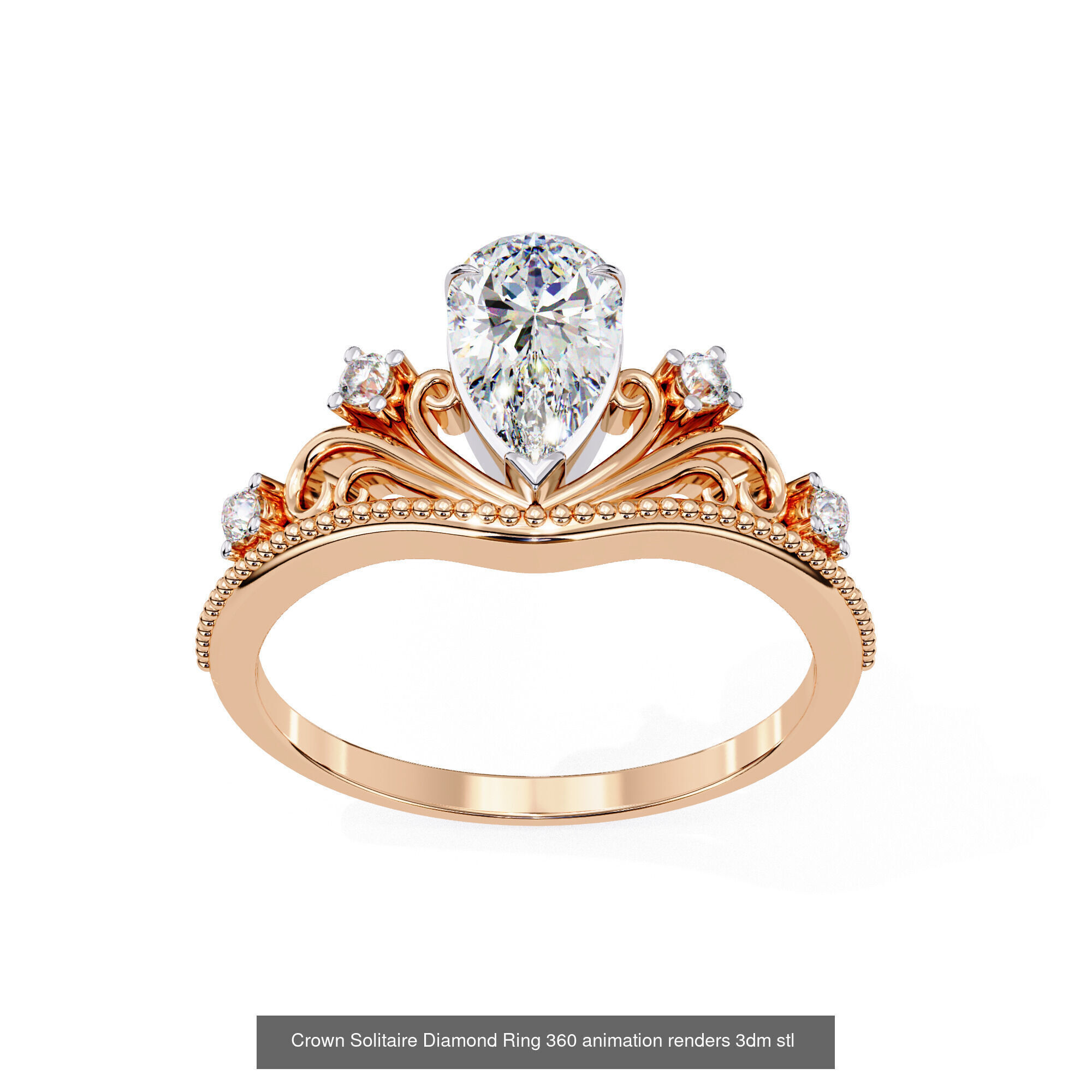 96 Solitaire Diamond Ring 360 animation renders PART-1 3D Model Collection_24